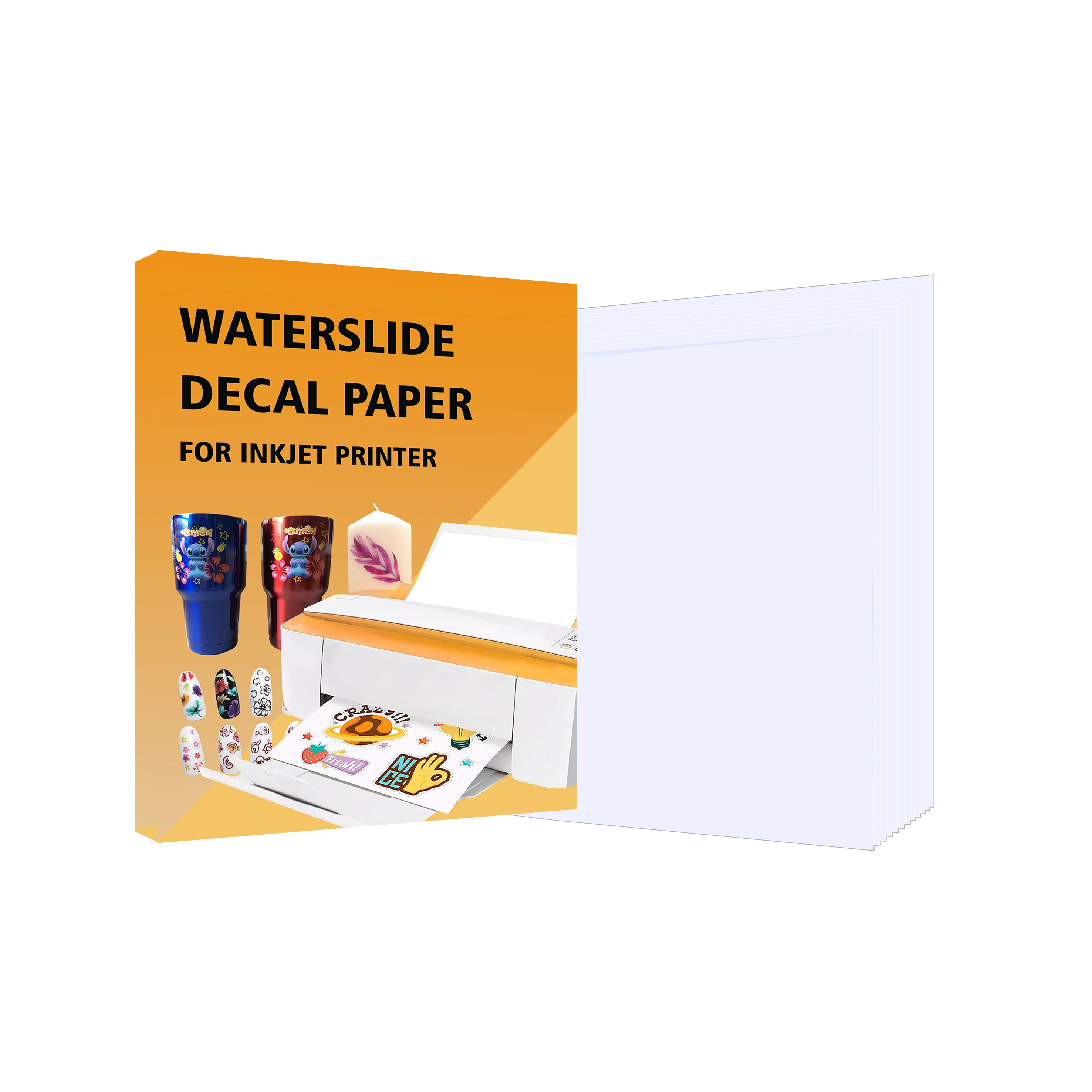 A4 Laser Waterslide Decal Transfer Paper Transparent Nail Decal Water Transfer Sheet With Blue Backed Paper