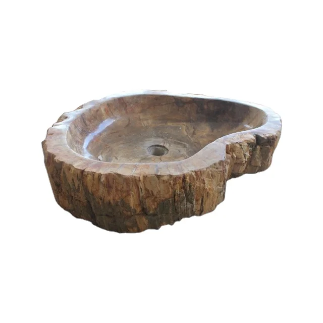 Stone Bathroom Sinks Bali Petrified Wood Sink - Natural Hand Wash Sink River Stone Stone Depot Custom Size Semi-pedestal