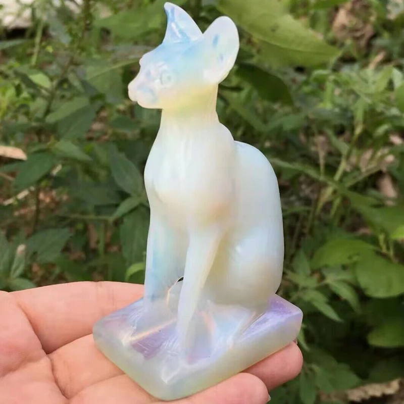 Egyptian Sphinx Hairless Cat Crystal Crafts Animal Themed Carvings Office Home Feng Shui Decoration