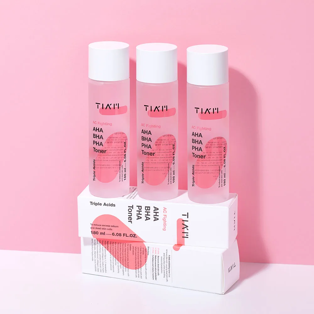 TIAM 180ml AC Fighting Korean Skin Toner with AHA BHA PHA Panthenol for Dry Skin for Adults