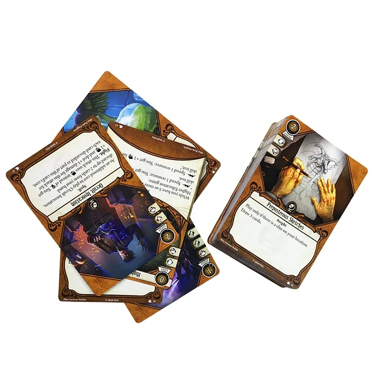 OEM Factory customize hot sale adult playing cards Arkham horror live board card game with hard packing box