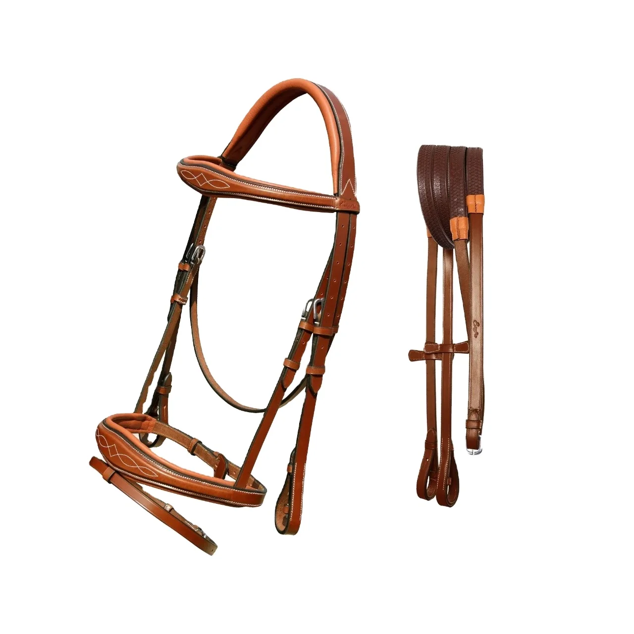 Fancy Stitched Raised Anatomical Bridle in all Sizes made with High Quality Vegetable Tanned Leather for Farm Race Stable
