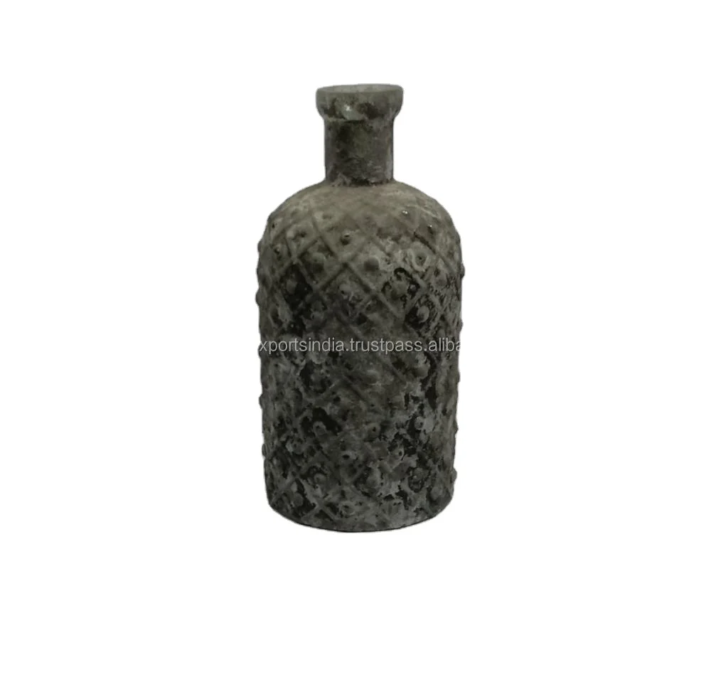 fashion modern handblown purple blue color flared glass vase with irregular bubble