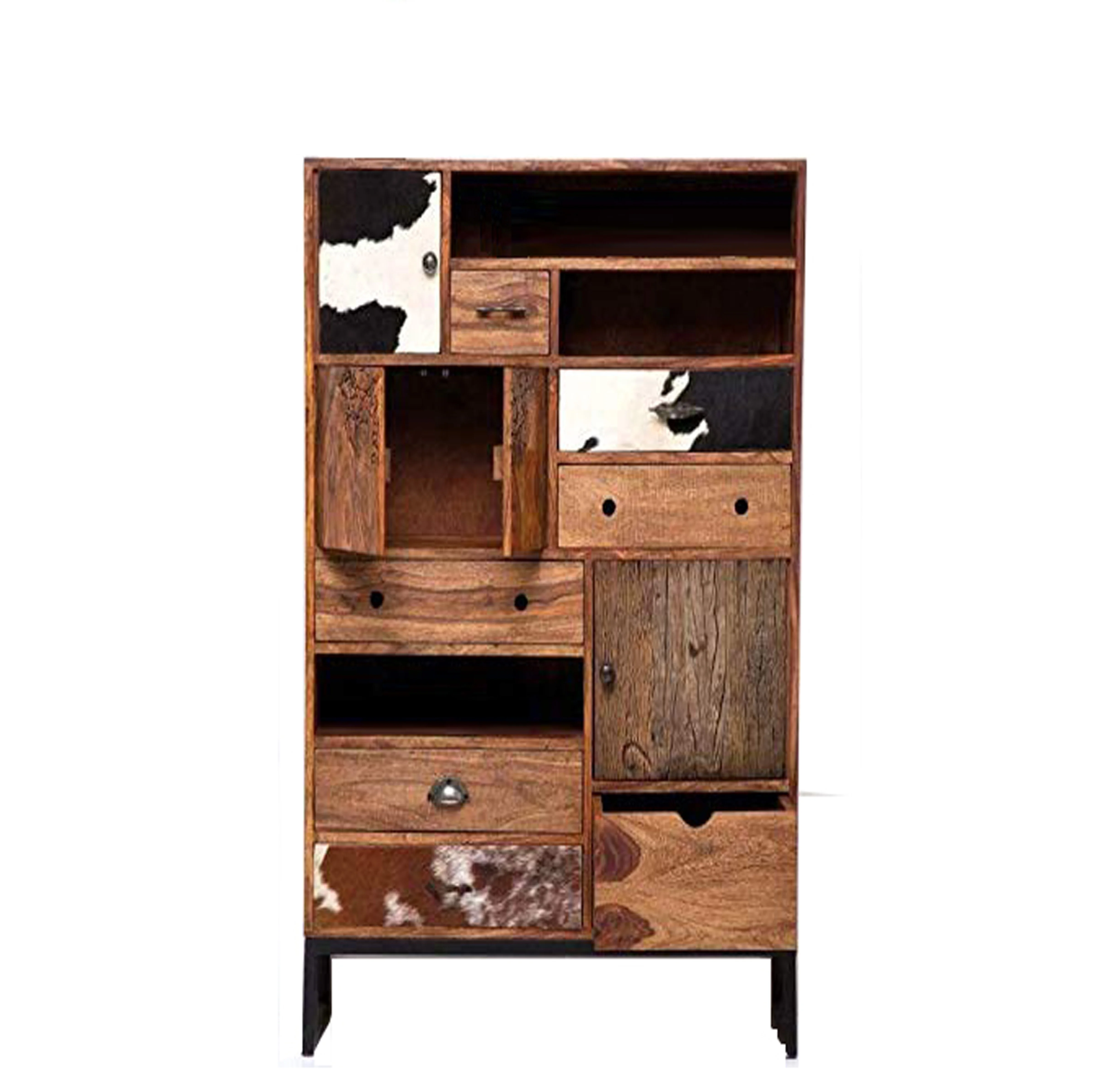 New Best Design 100% Pure Solid Mango Wood Brown Color Cabinet Rodeo 3 Doors  8 Drw Kare Design