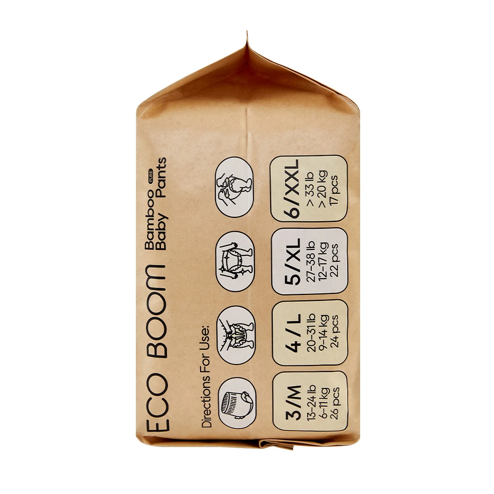 ECO BOOM diaper pants supplier with degradable sensitive natural fluff pulp compostable chlorine free