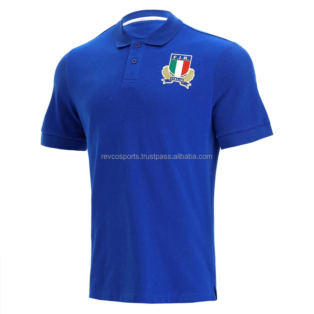 Custom Simple Design royal blue color rugby jersey short sleeved sublimated printed team logo rugby jerseys high quality