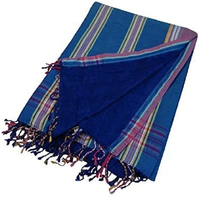 Eco-friendly High Absorbent Striped Customized coloured kikoy Beach fouta bath Towel