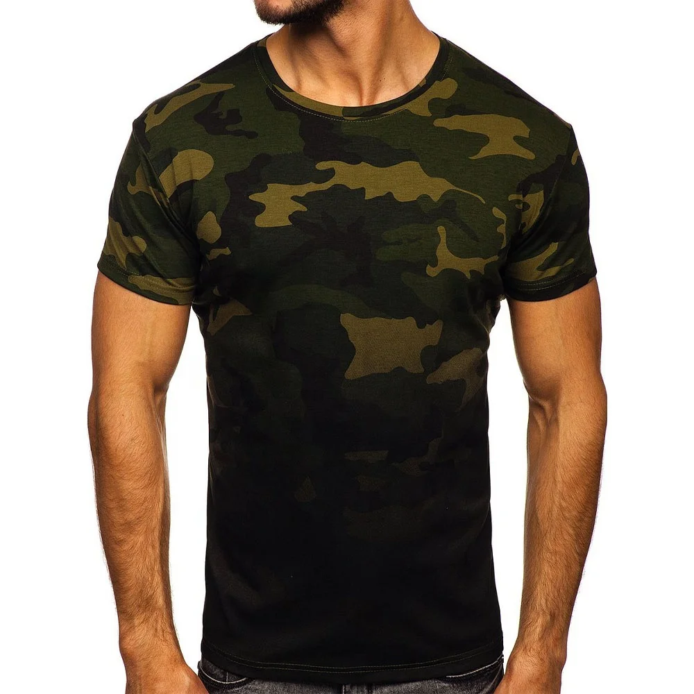 Premium Quality Camouflage T-shirts Casual Outdoor Gym Sports Fashion Fitted Short Sleeves Tshirts For Mens