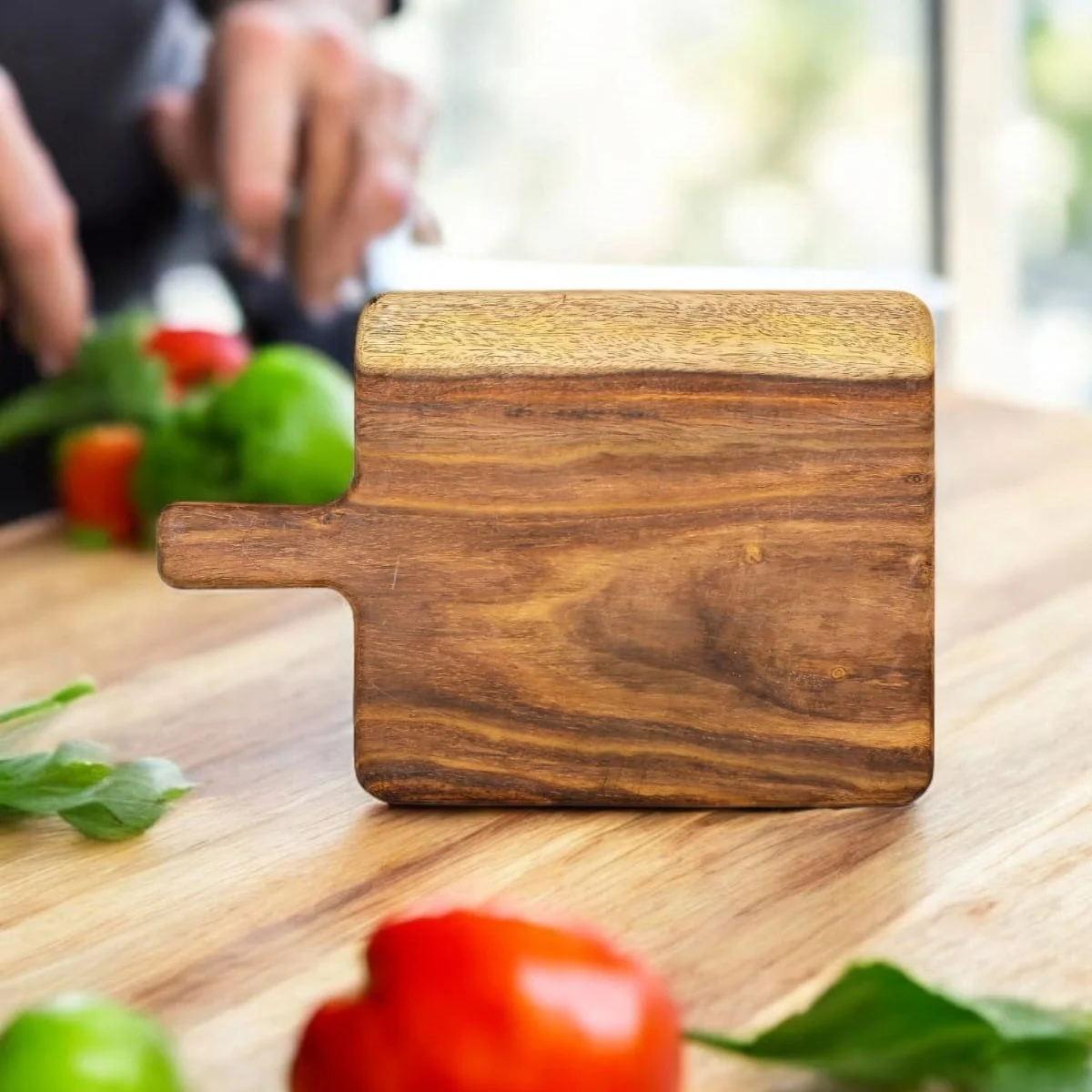 Buy Acacia Wood Chopping Board Anti Bacterial Seasoned with Organic Mineral Oil Rectangle Shape Thick Wooden Cutting Board