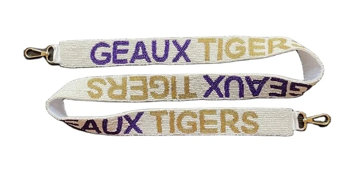 Handcrafted GO TIGERS multi beaded bag strap belt unique team spirit Accessory shoulder & crossbody bags perfect for Game Day
