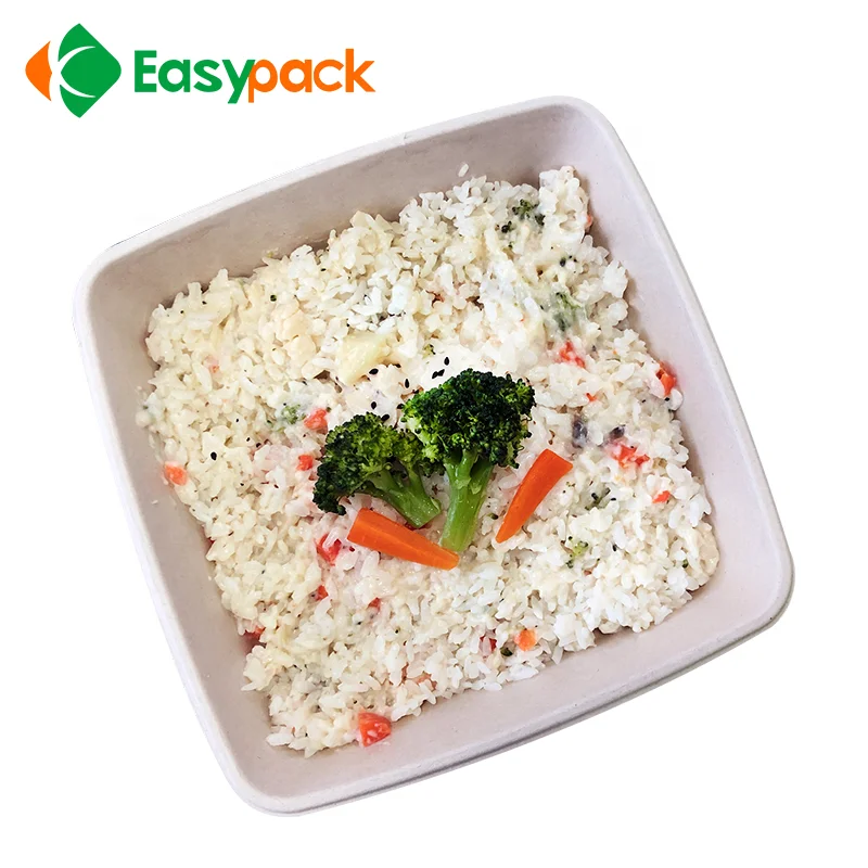 EASYPACK 3 compartment takeaway food packing pulp trays with lid
