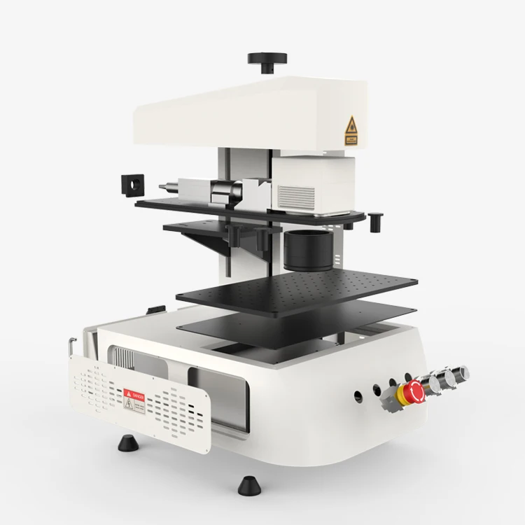 mini automation flying laser marking machine radio frequency laser marking machine  20W 30W 50W with raycus  for glass printing