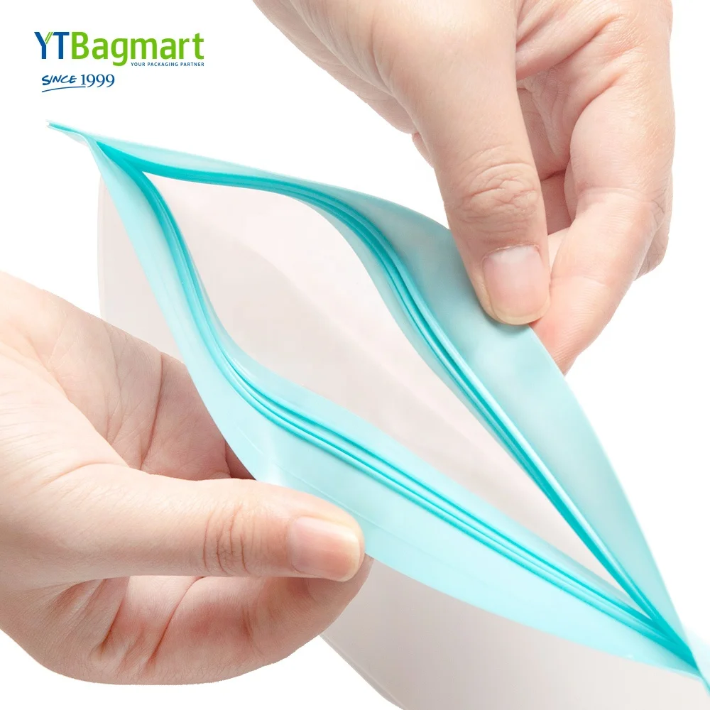 Reusable Leakproof PEVA Food Storage Bags Snack Ziplock Silicone Bag Flat PEVA Freezer Bags