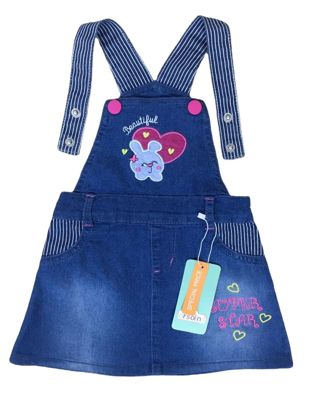 Girls Overall Skirts.100% Coton Pebric Girls Overall Skirt .