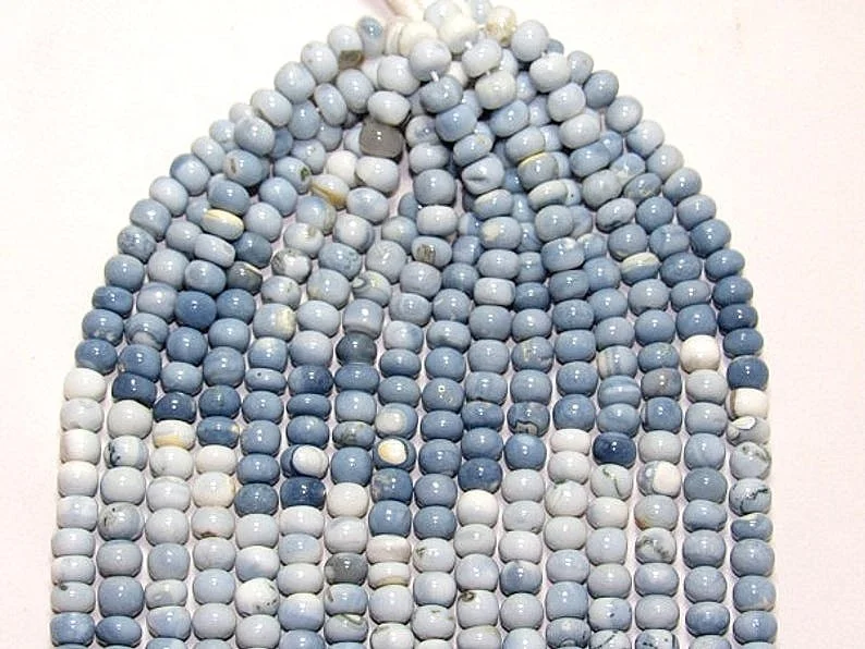 Natural blue opal plain roundel shape loose gemstone beads for making jewelry wholesale price per gram