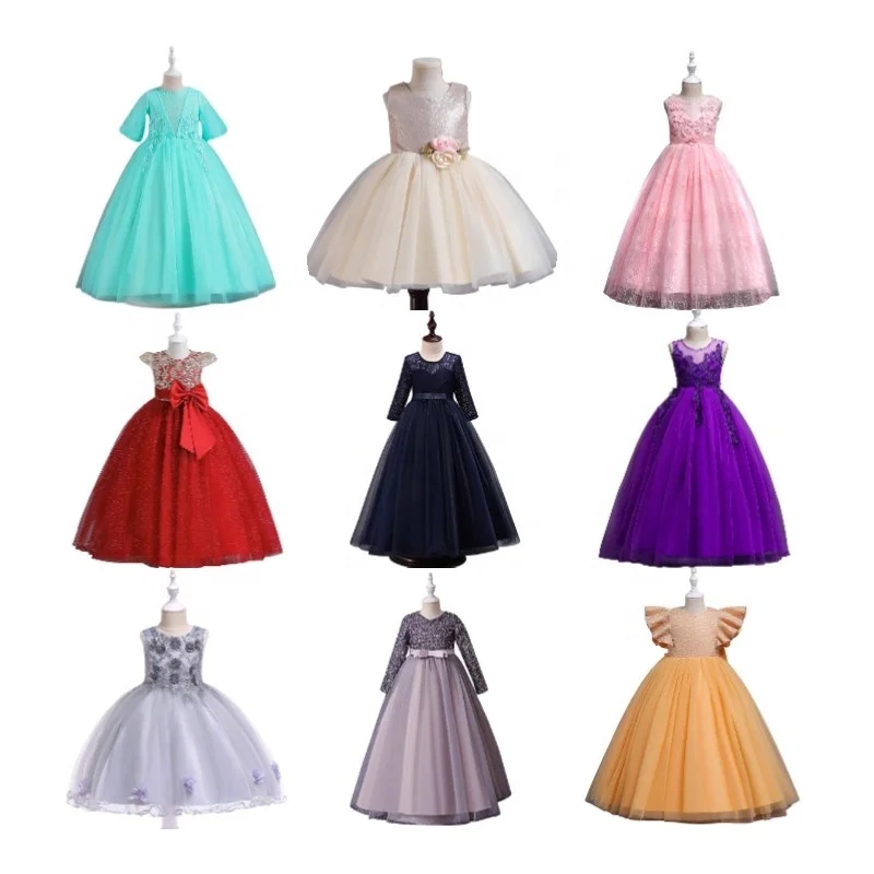 Beautiful Flower Embroidery Kids Dress Medium Group Girls Dresses Summer Floral Wholesale Price Evening Dress