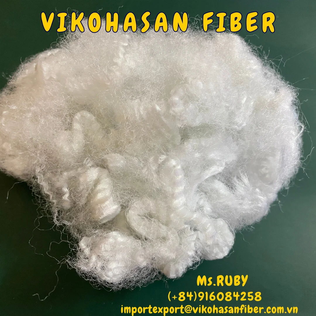 Recycled Polyester Staple Fiber 20D HD White Holow Non-Siliconized from Vikohasan Manufacturer for make quilt sofa furnitures