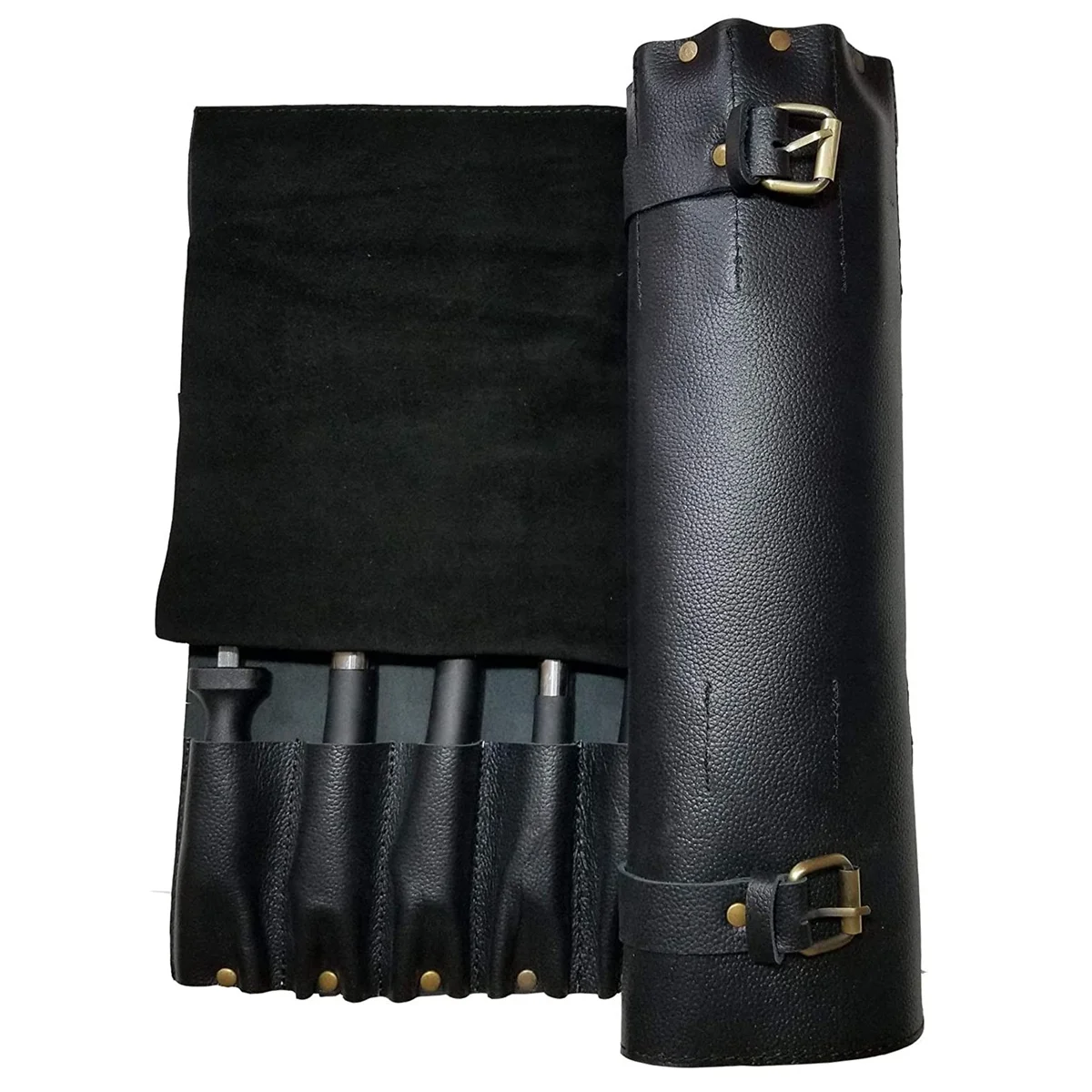 Professional Custom Waterproof Durable Leather Roll up Knife Bag Foldable High Quality Chef Tool Bag with Strap