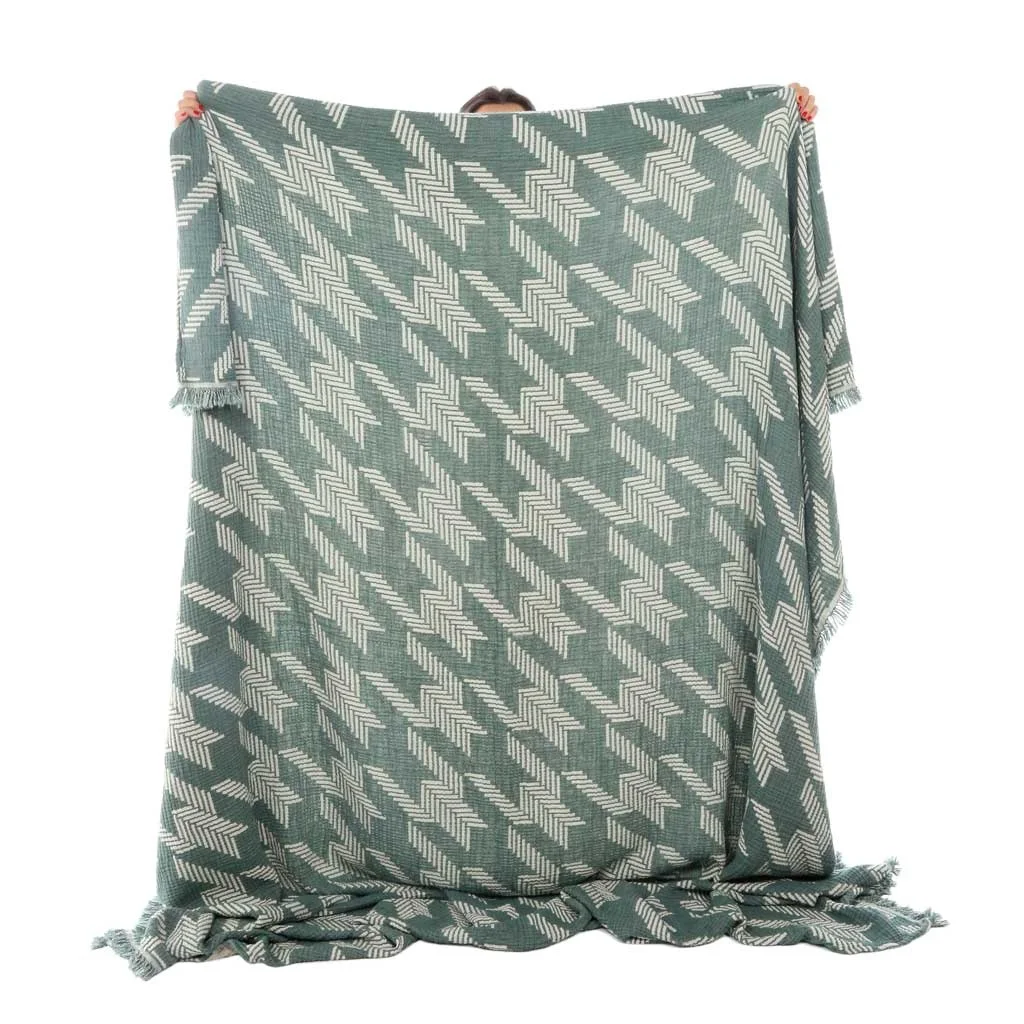 Arrow Green Muslin Blankets & Throws for Home Decor Sofa Custom Throw Blanket Beach Picnic Luxury X-Large 100% Turkish Cotton