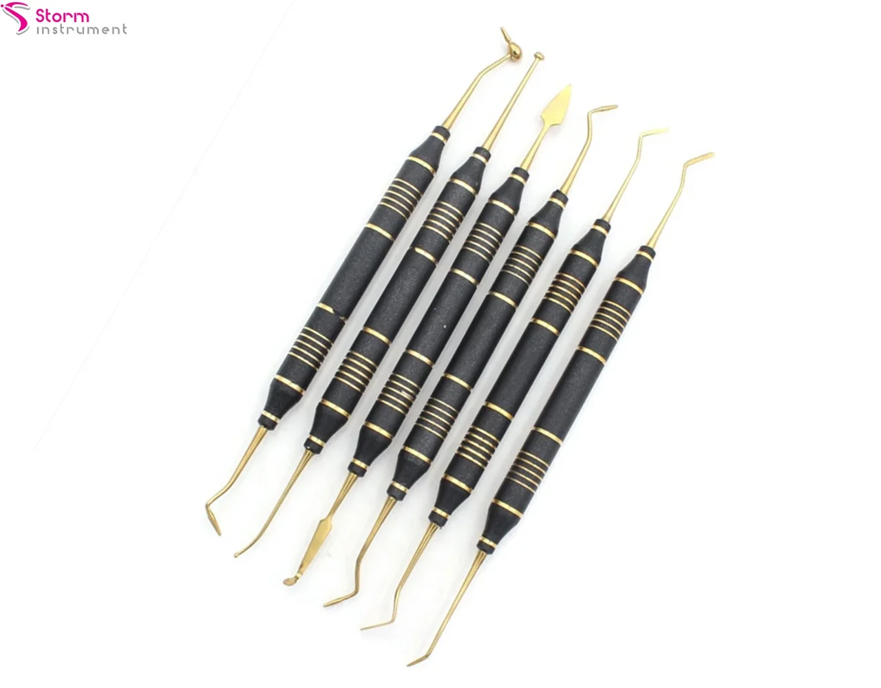 Dental Filling Spatula Titanium Plated Set Composite Filling Instruments Set 6 Filling Instruments Kit Storm Instrument