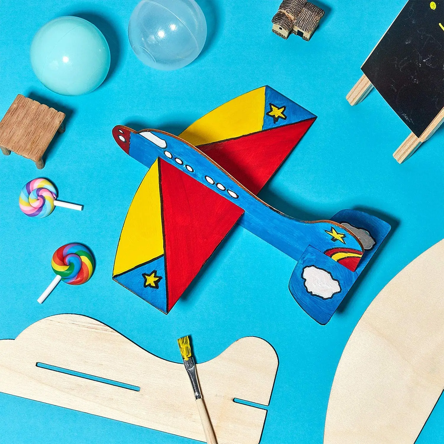 Wood Crafts Wooden Model Airplane Wood Planes DIY Kits Handicraft Toy Plane for Birthday Carnival Party Kids School Craft Decor