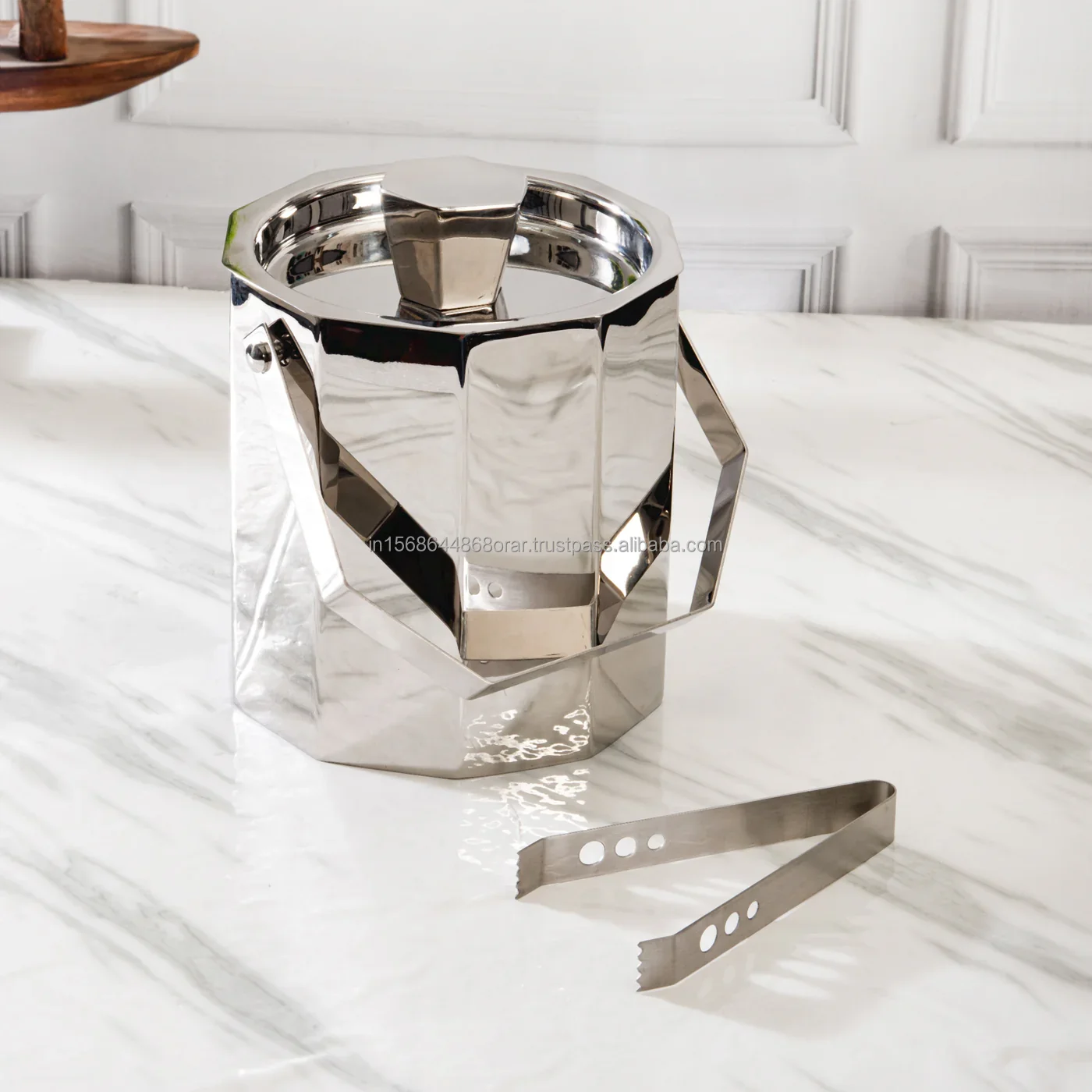 Exclusive Hexagonal Stainless steel ice bucket highly mirror polished for party occasions & beverages champagne cocktails gifts