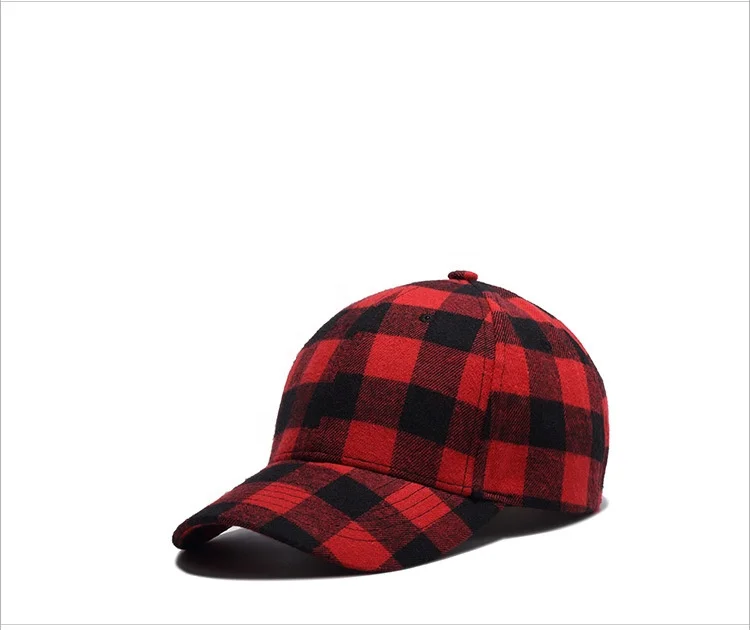 2021 Baseball Cap 6 Panel wool red check Outdoor Sport Hats Cap 6 panel cap baseball hats trucker hats flannel