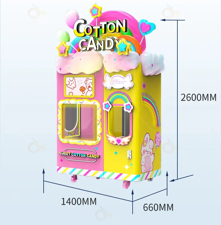 High Profit Make Money full automatic cotton candy vending machine robot Commercial cotton candy machine manufacturer