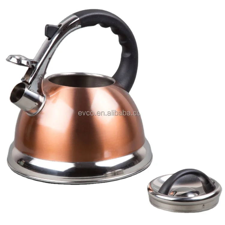 Camille 3.0 Qt. Stainless Steel Stove Top Whistling Tea Kettle Water Kettle Camp Kettle in Copper Color
