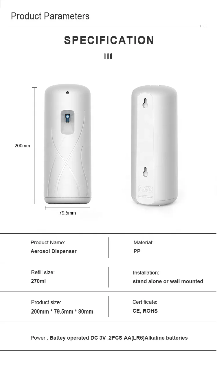 2024 CE fragrance air freshener dispenser automatic spray wall mounted small automatic air freshener  for star hotel home