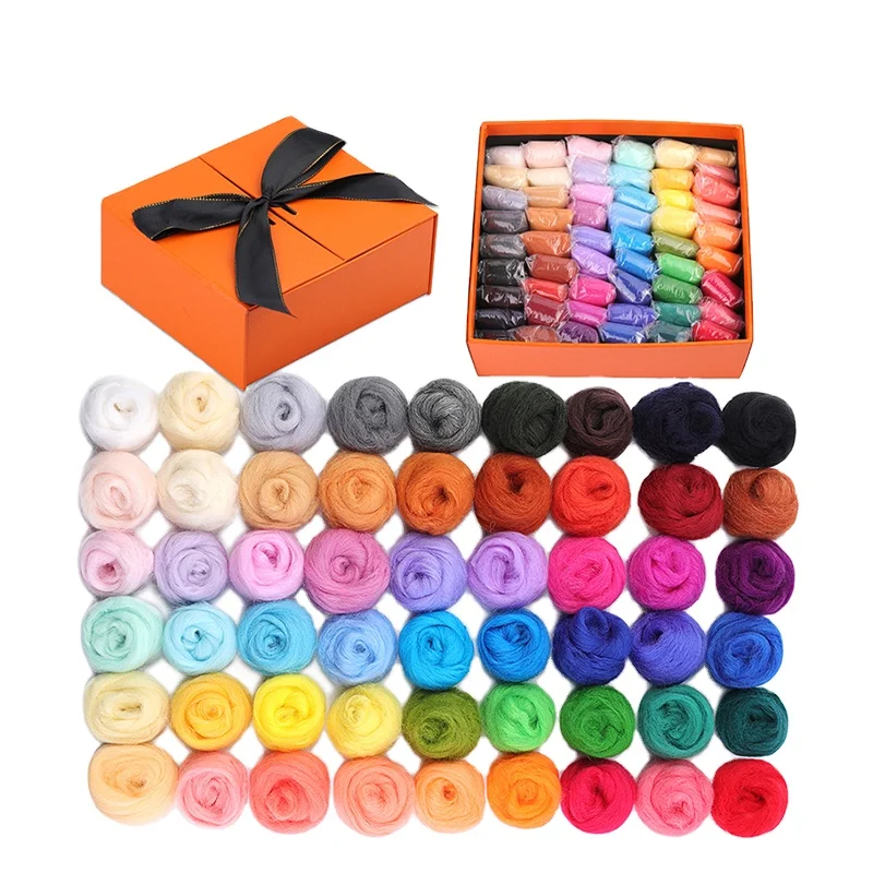 54 Цвета дешевая валяная шерстяная пряжа roving оптовая продажа шерстяной пряжи для