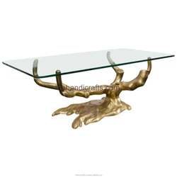 Craftsman Aluminium Metal Golden Plated Gold Glass Rectangular Console Tables Console Tables Console Tables For Farmhouse Hall