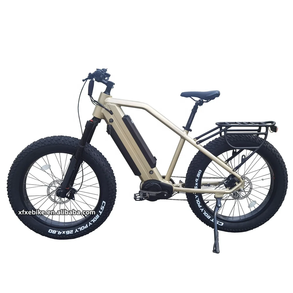 Полностью горный электрический велосипед с толстыми шинами 26*4,8 дюйма, 1000 Вт, средний привод, двойная батарея, большой мощности, вездеход, охота, электровелосипед