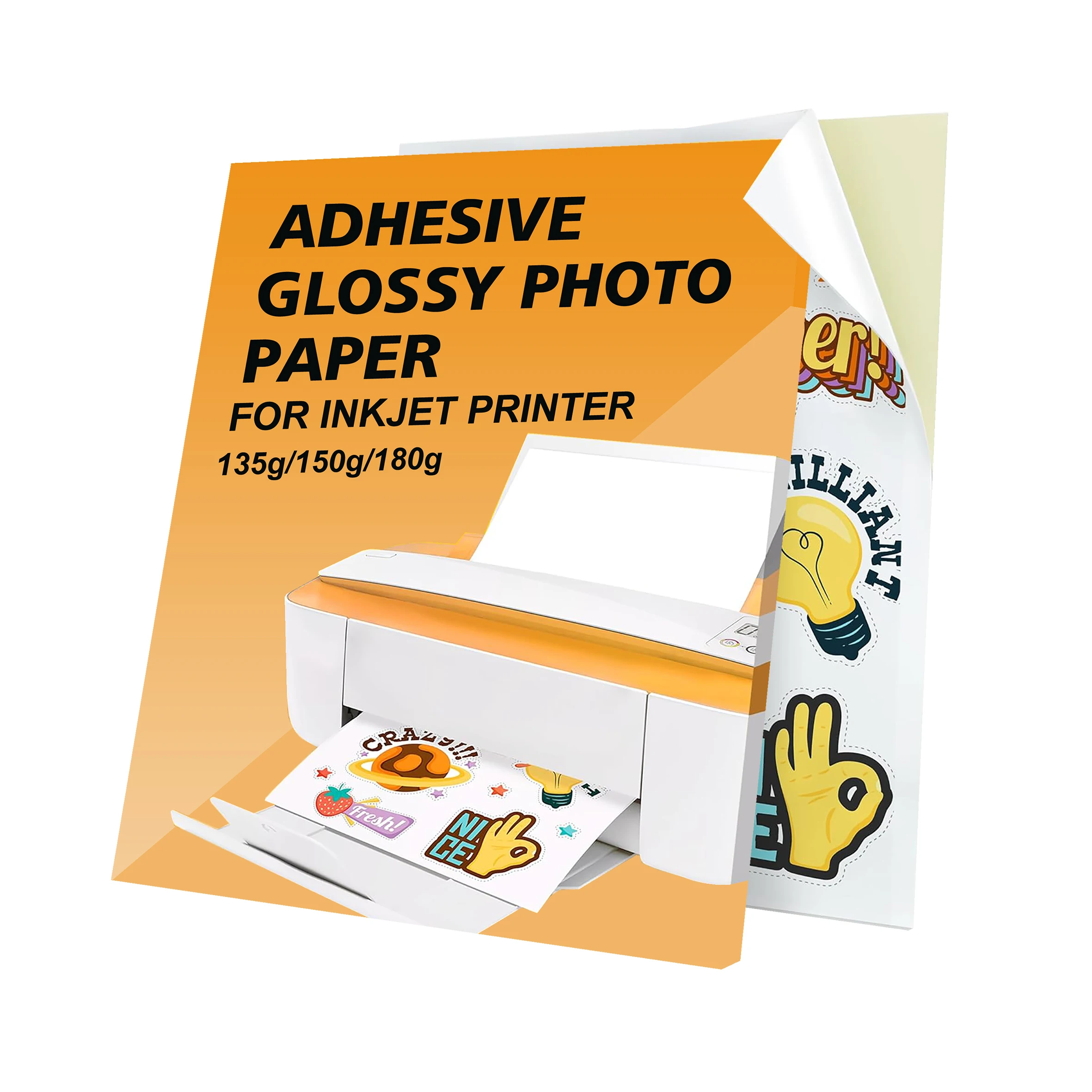Ultra Smooth Finish Inkjet A4 Self Adhesive Photo Paper High Glossy 90/115/135 GSM Single Sided Photo Sticker Paper For Label