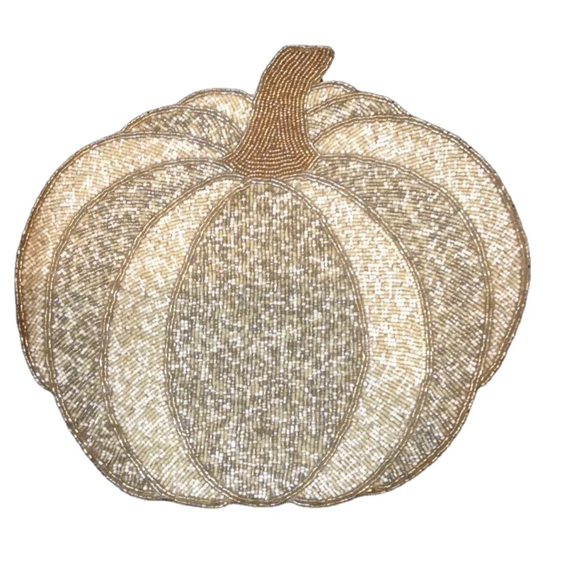 Top Quality Handcrafted Unique Design Pumpkin Shape Decorative Glass Beads Placemats At Very Low Budget Price