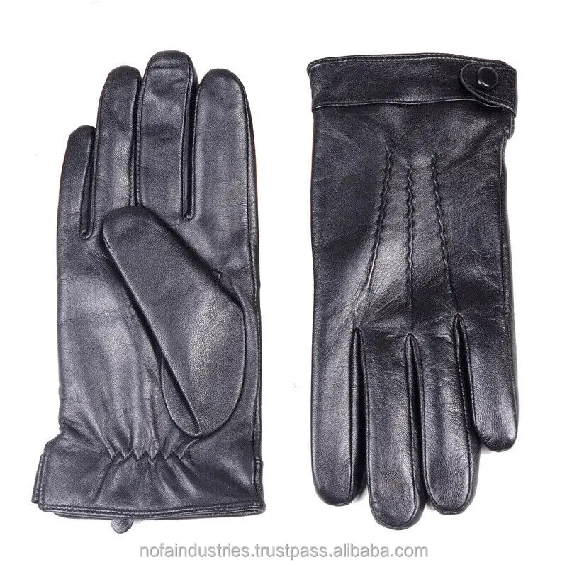 Новые Зимние перчатки для вождения, теплые высококачественные перчатки из натуральной козьей кожи для сенсорных экранов, перчатки для вождения с кнопками на запястье