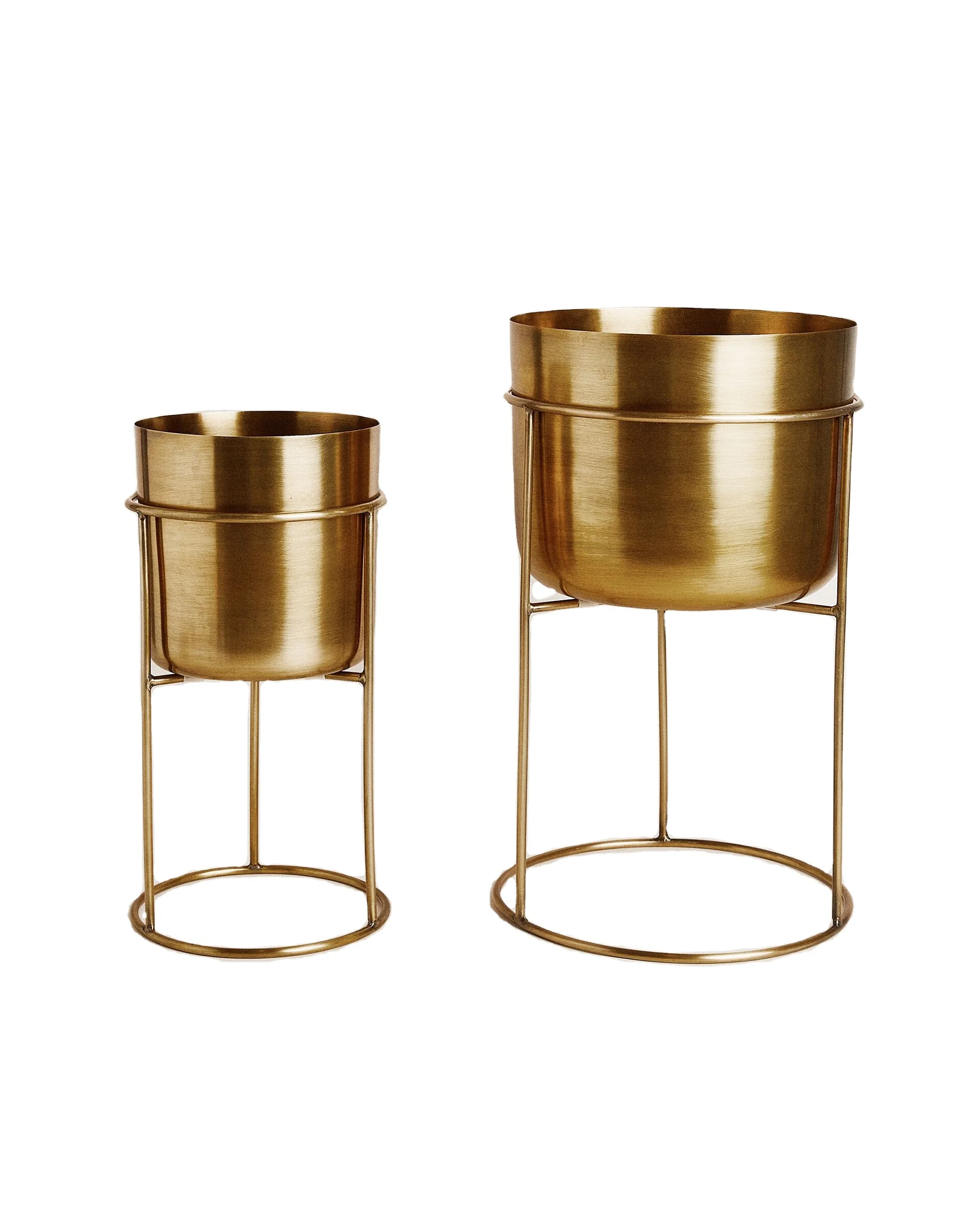 Best Selling Decorative metal Plants Pot Home And Garden Set of Two Blush Gold Finished Garden Planter With Stand