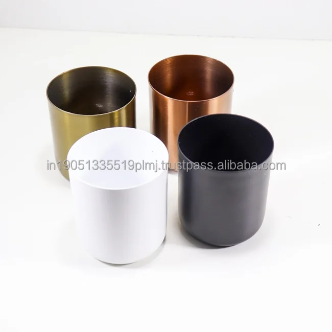 Stainless Steel candle jar With Black And White Powder Coated Metal Soy Wax Candle Jar Scented  Wax Decorative Candle Container