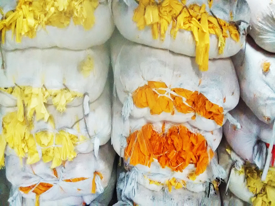 Высокое качество желтого ажурного трикотажа ткань отходов