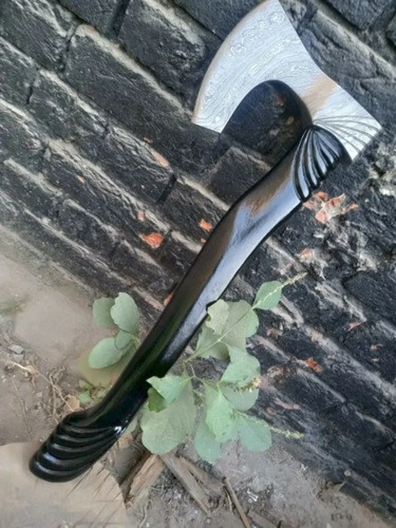 Топор с деревянной ручкой лезвие из дамасской стали топор ручной работы стальной