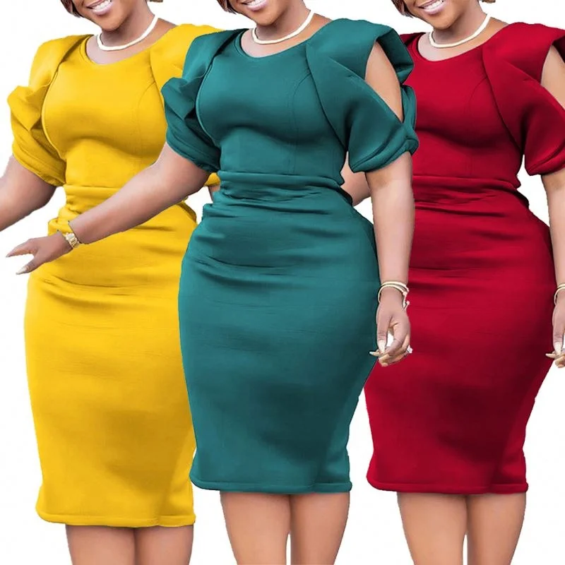 D289 New collections summer spring clothes party business african dress career dresses office midi dresses women lady elegant