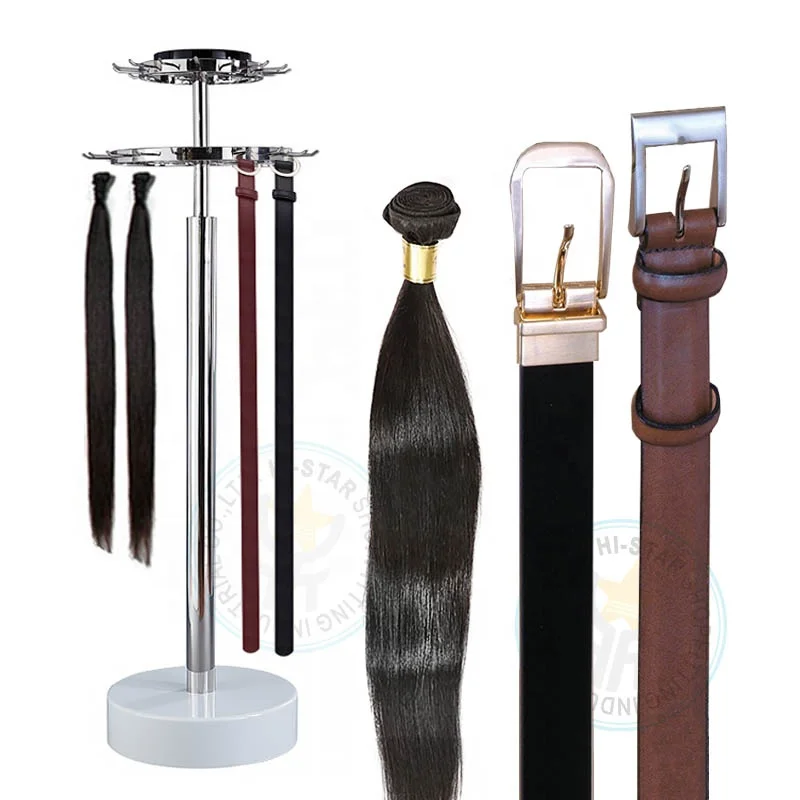 Stainless Rotating rack belt display stand hair extension holder for Hair Salon