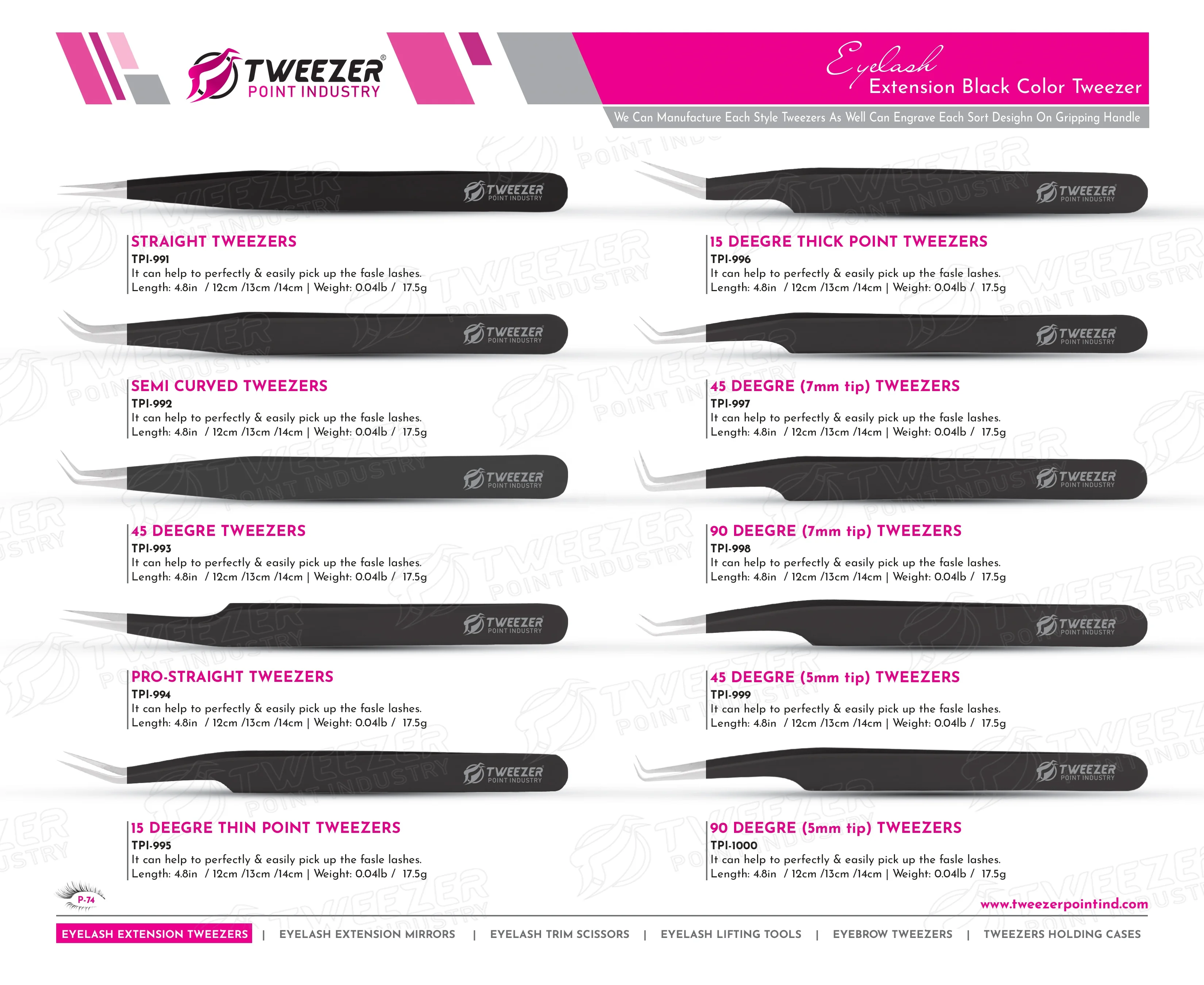 Eyelash Extension Tweezers With Mirror Japanese Stainless Steel Anti Static Eyelash Tweezers With Private Label