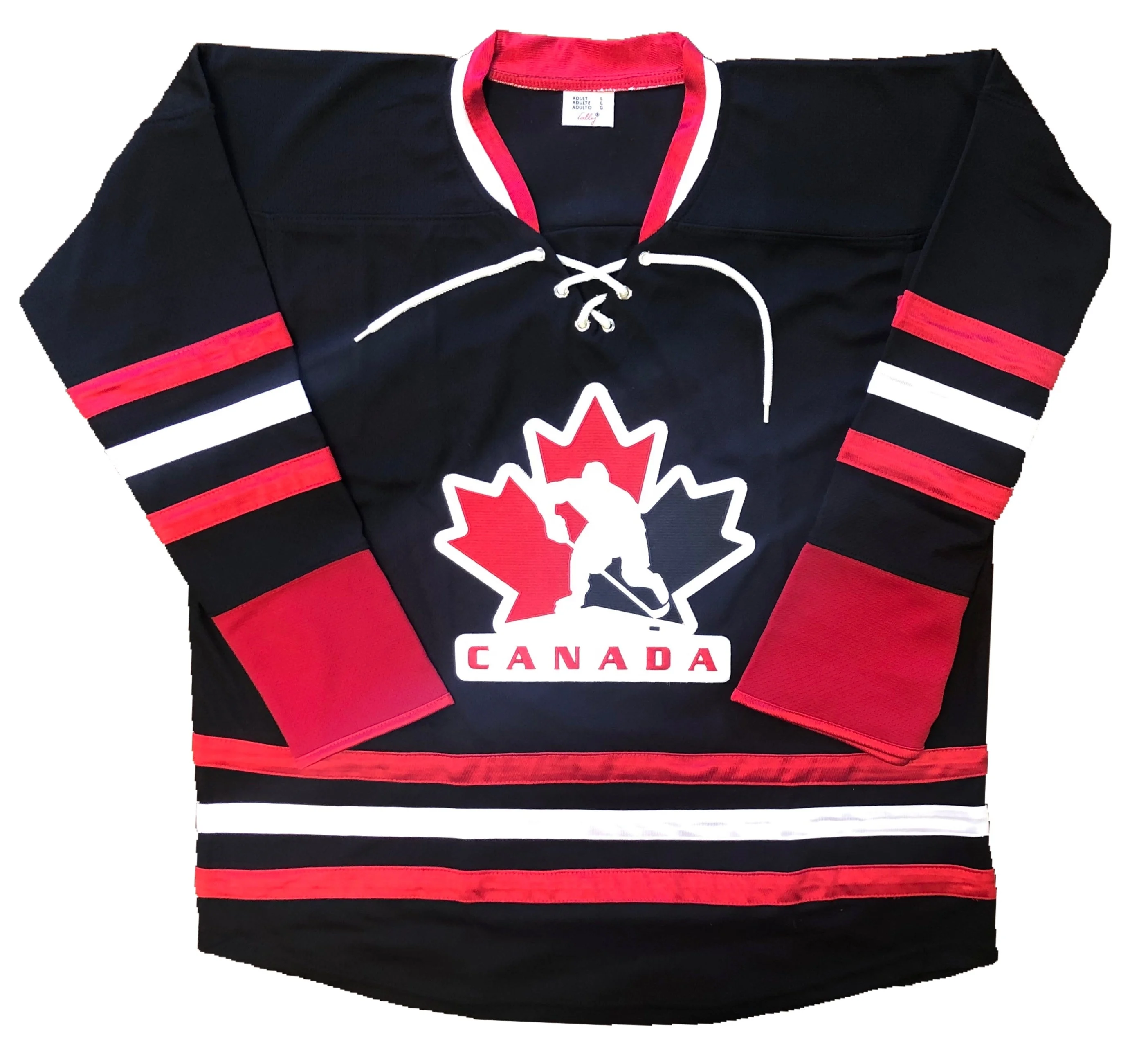 Custom Hockey Jerseys with a Team Canada Twill Crest Embroidered Embroidery sublimated applique ice hockey jersey 100% polyester