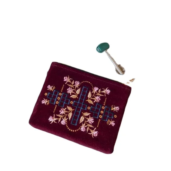 VELVET custom trending new style Pouch Fully Known & Wholly Loved CLUTCH BAG EMBROIDERY wallet ladies makeup hand bag coin purse