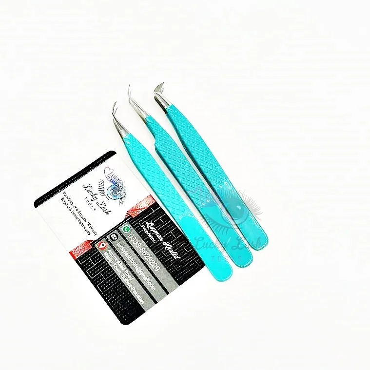 DT-75 degree short boot and curved eyelash extension tweezers light blue tweezers for eyelash extension false eyelashes & tools