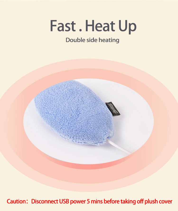 Low MOQ Cute Plush Cover USB portable electric heated Usb Hand Warmer