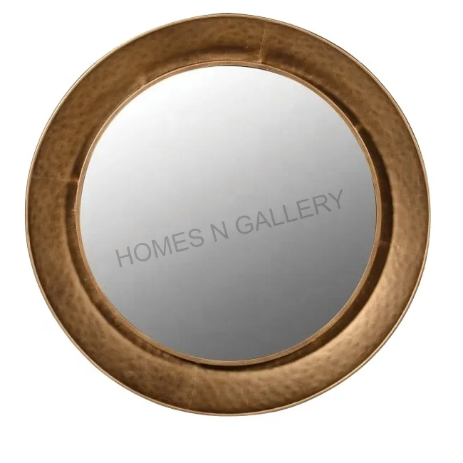 High Quality New Arrival Handmade Round Modern Luxurious Metal Iron Wall Mirror for Home Decoration and Creative Wall Mirror