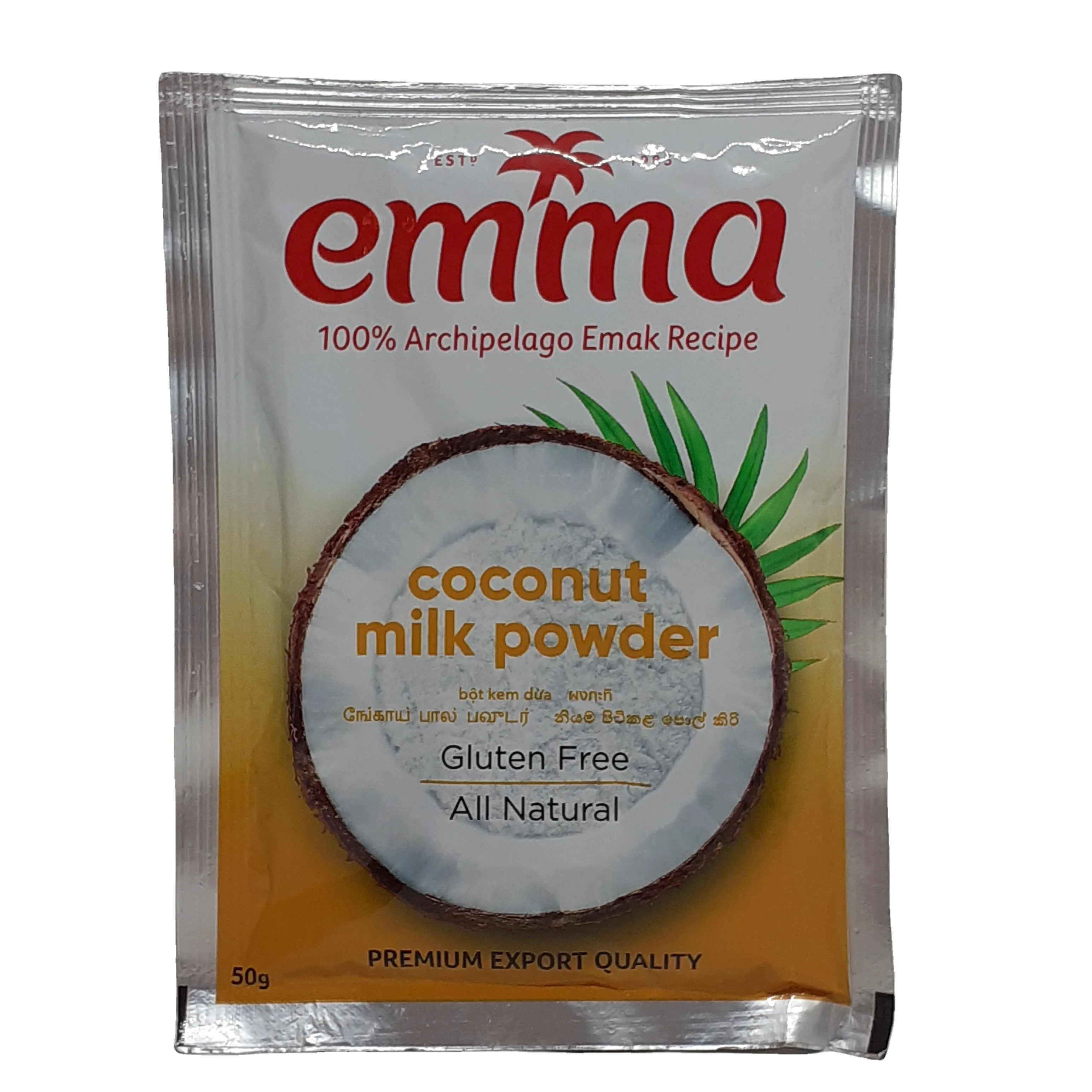 Оптовые продажи, Малайзия, различное содержание жира, натуральный сладкий кокосовый крем, порошок, вакуумная упаковка, вес 50 г, желтая Упаковка