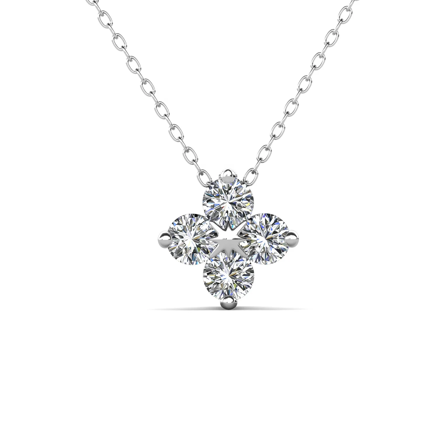 Wholesale GRA Moissanite Diamond  S925 Sterling 18ct Gold Plated 4 Stone Pendant Necklace Jewelry For Women Destiny Jewellery